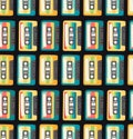 Seamless pattern with the image of retro cassettes.